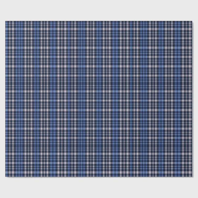 Papier Cadeau Carreaux Vichy Bleu Minuit (Plat)