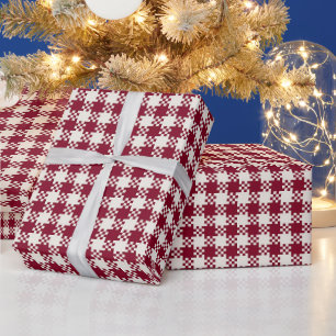 Papier Cadeau Carreaux Vichy Rouge Blanc Motif à Carreaux de Noë