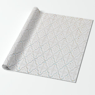 Papier Cadeau Carrelage baroque blanc