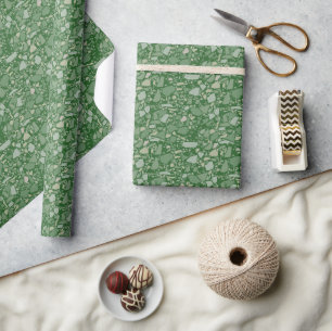 Papier Cadeau Carrelage d'effet Terrazzo vert foncé moderne
