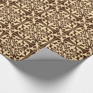 Papier Cadeau Carrelage marocain - chocolat et beige