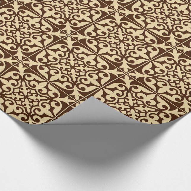 Papier Cadeau Carrelage marocain - chocolat et beige (Coin)