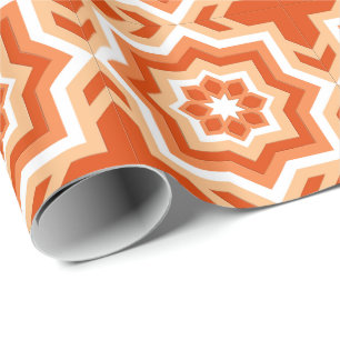 Papier Cadeau Carrelage marocain, Mandarin orange et clair orang