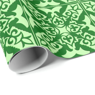 Papier Cadeau Carrelage marocain - vert pin foncé