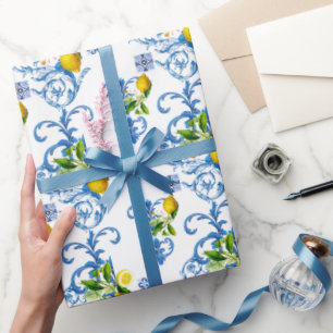 Papier Cadeau Carrelage méditerranéen, majolica, style sicilien