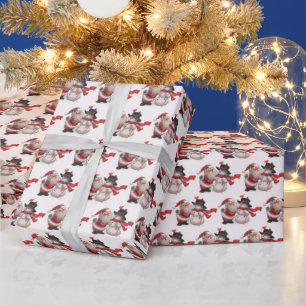 Papier Cadeau carrelage Père Noël vintage 