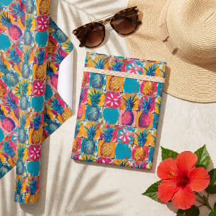 Papier Cadeau Carrelage vibre avec ananas gras et colorés