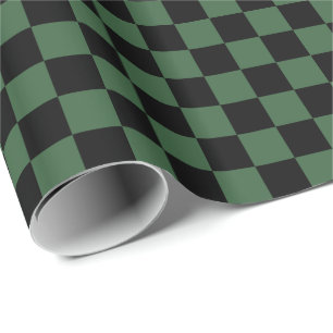 Papier Cadeau Carrés à carreaux vert chasseur et noir