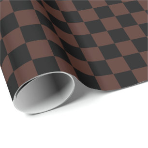 Papier Cadeau Carrés à damier marron et noir