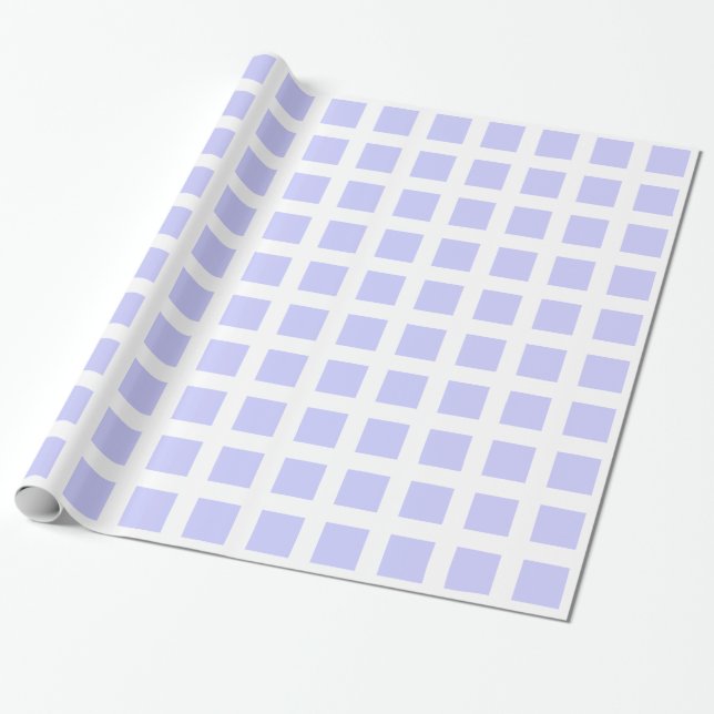 Papier Cadeau Carrés - Bleu en poudre sur blanc (Déroulé)