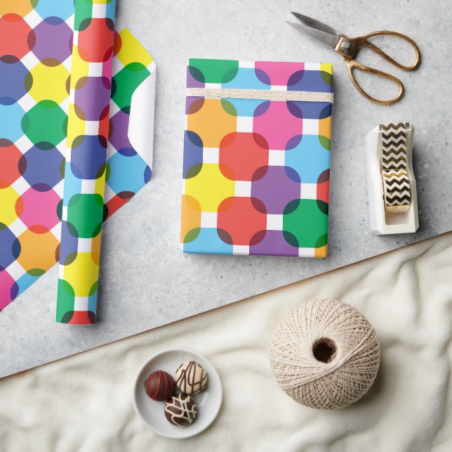 Papier Cadeau Carrés Colorés  (Artisanat)