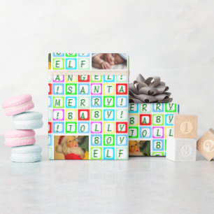 Papier Cadeau Carrés colorés personnalisés et 2 photos