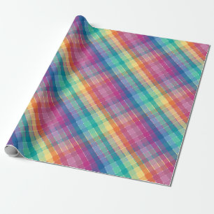 Papier Cadeau Carrés de plaid contemporains colorés
