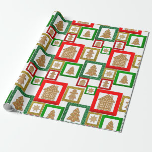 Papier Cadeau Carrés du pain d'épices de Noël