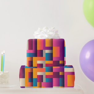 Papier Cadeau Carrés et formes Abstraits colorés