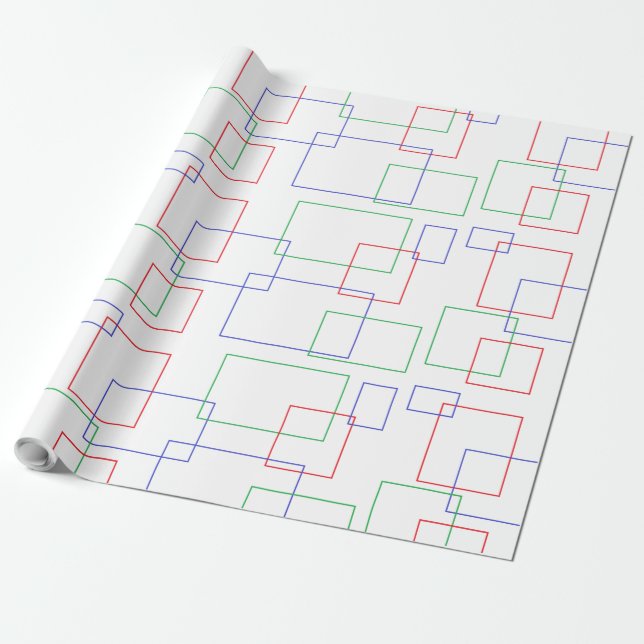 Papier Cadeau Carrés et rectangles rouges et verts Abstraits (Déroulé)