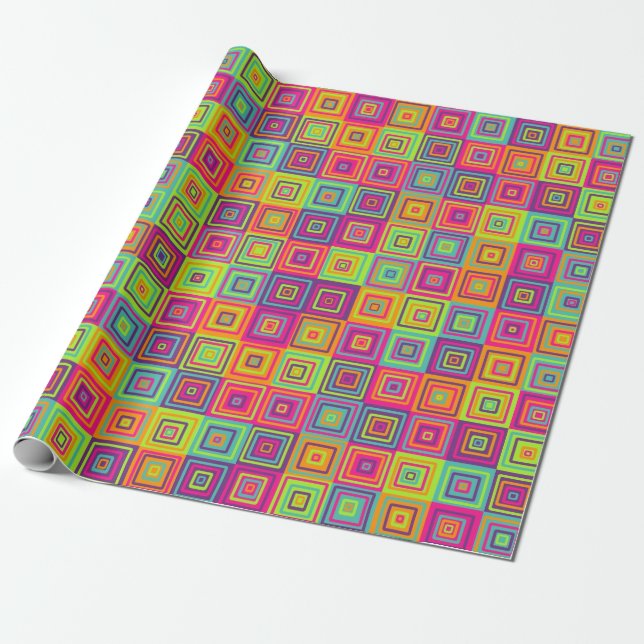 Papier Cadeau Carrés géométriques colorés (Déroulé)