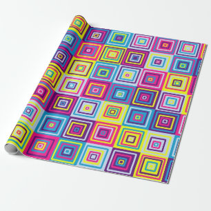 Papier Cadeau Carrés géométriques colorés