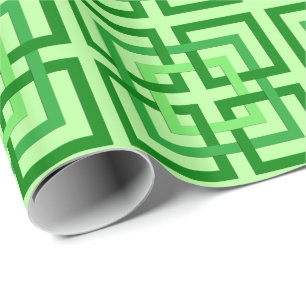 Papier Cadeau Carrés géométriques modernes, vert en bon état