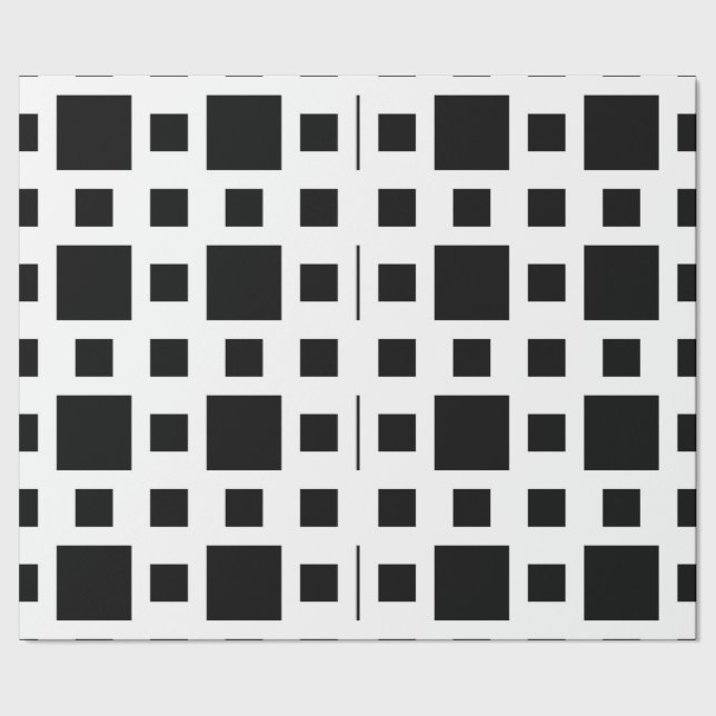 Papier Cadeau Carrés noirs géométriques (Couture)