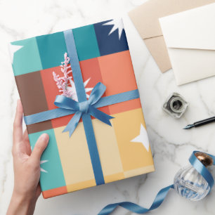 Papier Cadeau Carrés Rétro