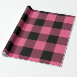 Papier Cadeau Carrés Vichy Rose et Noir Buffalo Plaid<br><div class="desc">papier d'emballage personnalisé</div>