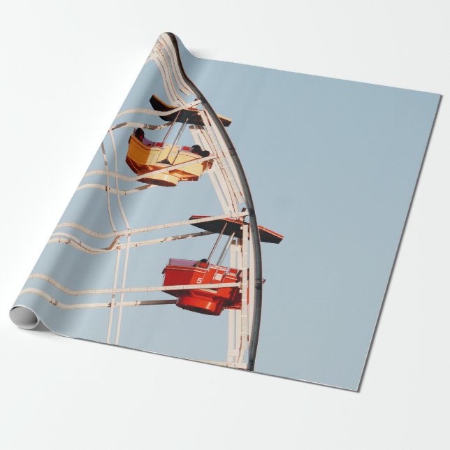 Papier Cadeau Carrousel rouge et brun (Déroulé)