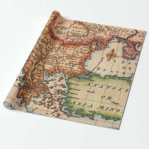 Papier Cadeau Carte ancienne de la mer Noire avec des régions gr