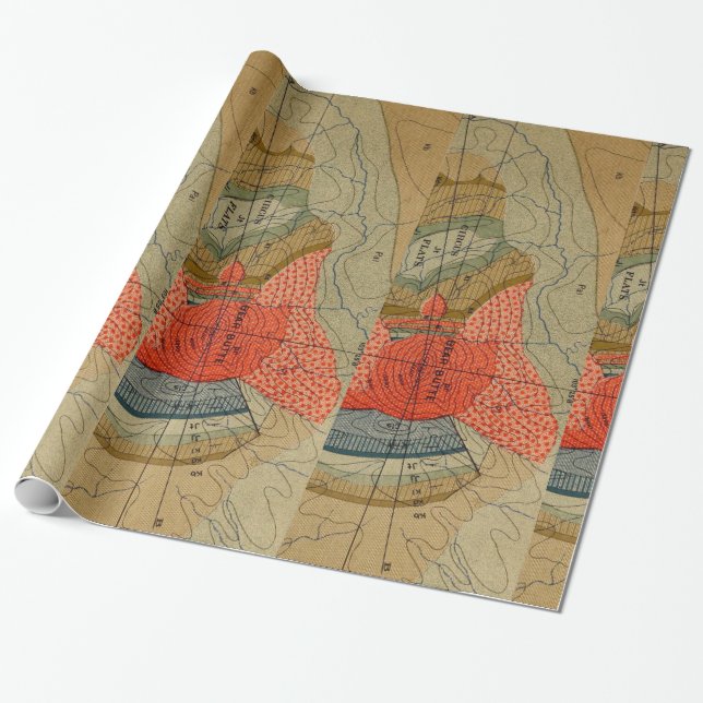 Papier Cadeau Carte ancienne des Flats du cirque de Bear Butte (Déroulé)