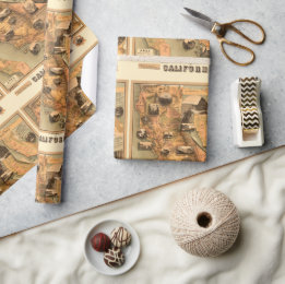 Papier Cadeau Carte ancienne et unique de Californie, 1885 resta