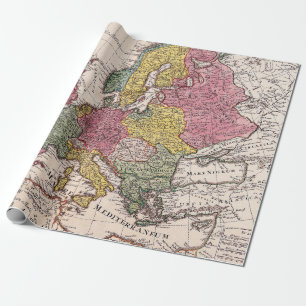Papier Cadeau Carte antique de l'Europe avec des royaumes histor