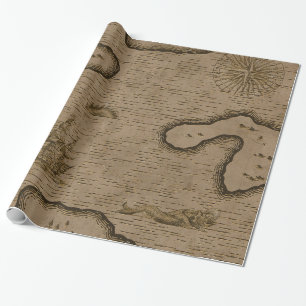 Papier Cadeau Carte au trésor pirate vintage