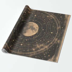 Papier Cadeau Carte céleste lunaire vintage