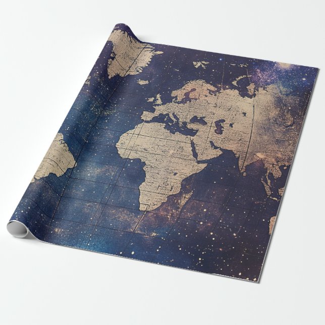 Papier Cadeau Carte céleste violette de l'ancien monde (Déroulé)
