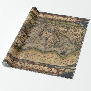 Papier Cadeau Carte colorée du monde antique Vintage Ortelius