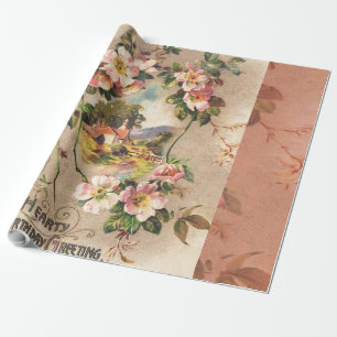 Papier Cadeau Carte d'anniversaire vintage