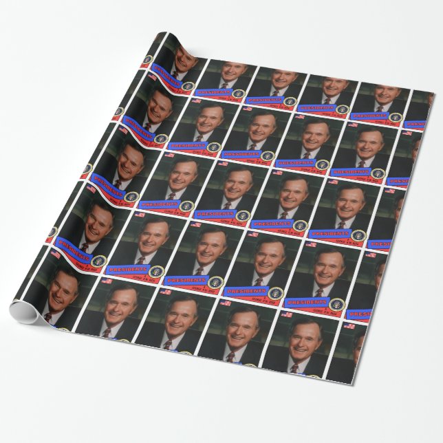 Papier Cadeau Carte de baseball de George H.W. Bush (Déroulé)