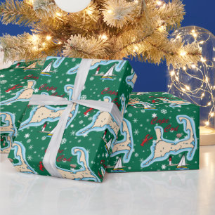 Papier Cadeau Carte de Cape Cod Homard Voilier coque Noël