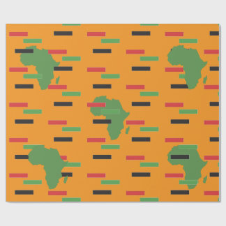 Papier Cadeau Carte de l'Afrique Rouge Noir Vert Afrique Carte K