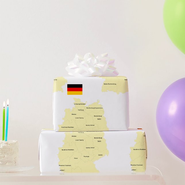 Papier Cadeau Carte de l'Allemagne avec les États et les capital (Créateur téléchargé)