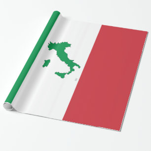 Papier Cadeau Carte de l'Italie - drapeau italien
