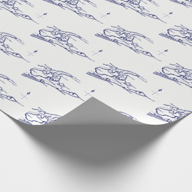 Papier Cadeau Carte de Long Island The Hamptons VC (Coin)