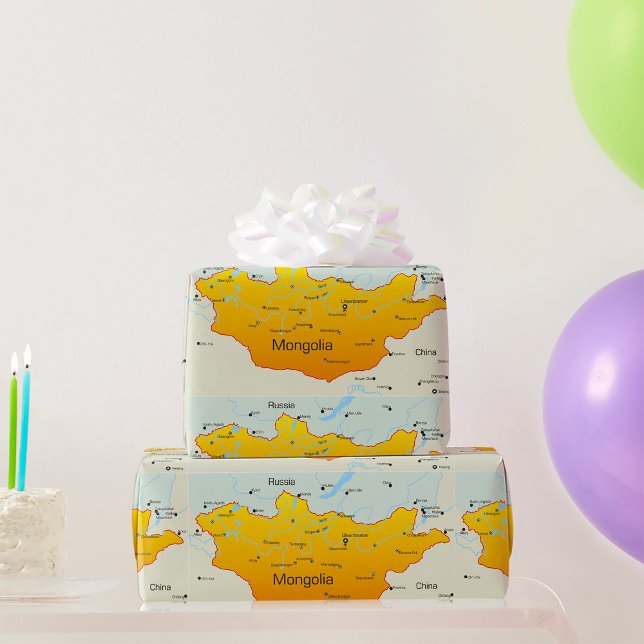 Papier Cadeau Carte de Mongolie (Créateur téléchargé)