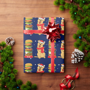 Papier Cadeau Carte de Noël Golden Retriever