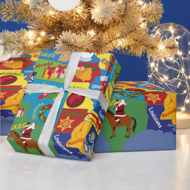Papier Cadeau Carte de Noël USA (Vacances)