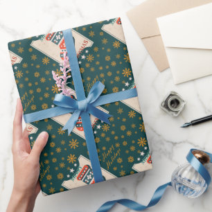 Papier Cadeau Carte de Noël vintage avec illustration de bas de 