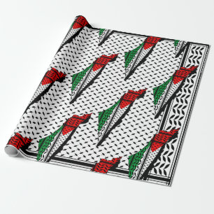 Papier Cadeau Carte de Palestine avec drapeau et Motif Keffiyeg