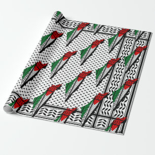 Papier Cadeau Carte de Palestine avec drapeau et Motif Keffiyeg