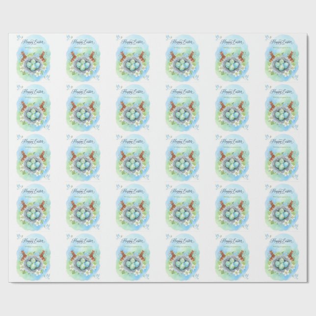 Papier Cadeau Carte de Pâques aquarelle Joyeuses Pâques (Plat)