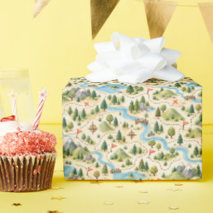 Papier Cadeau Carte de piste d'aventure d'anniversaire motif
